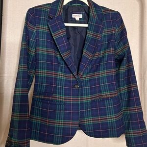 Merona Women's Tartan Blazer - Navy and Green